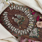 Premium Pastel Green Victorian Diamond Long Neckpiece-VV1885